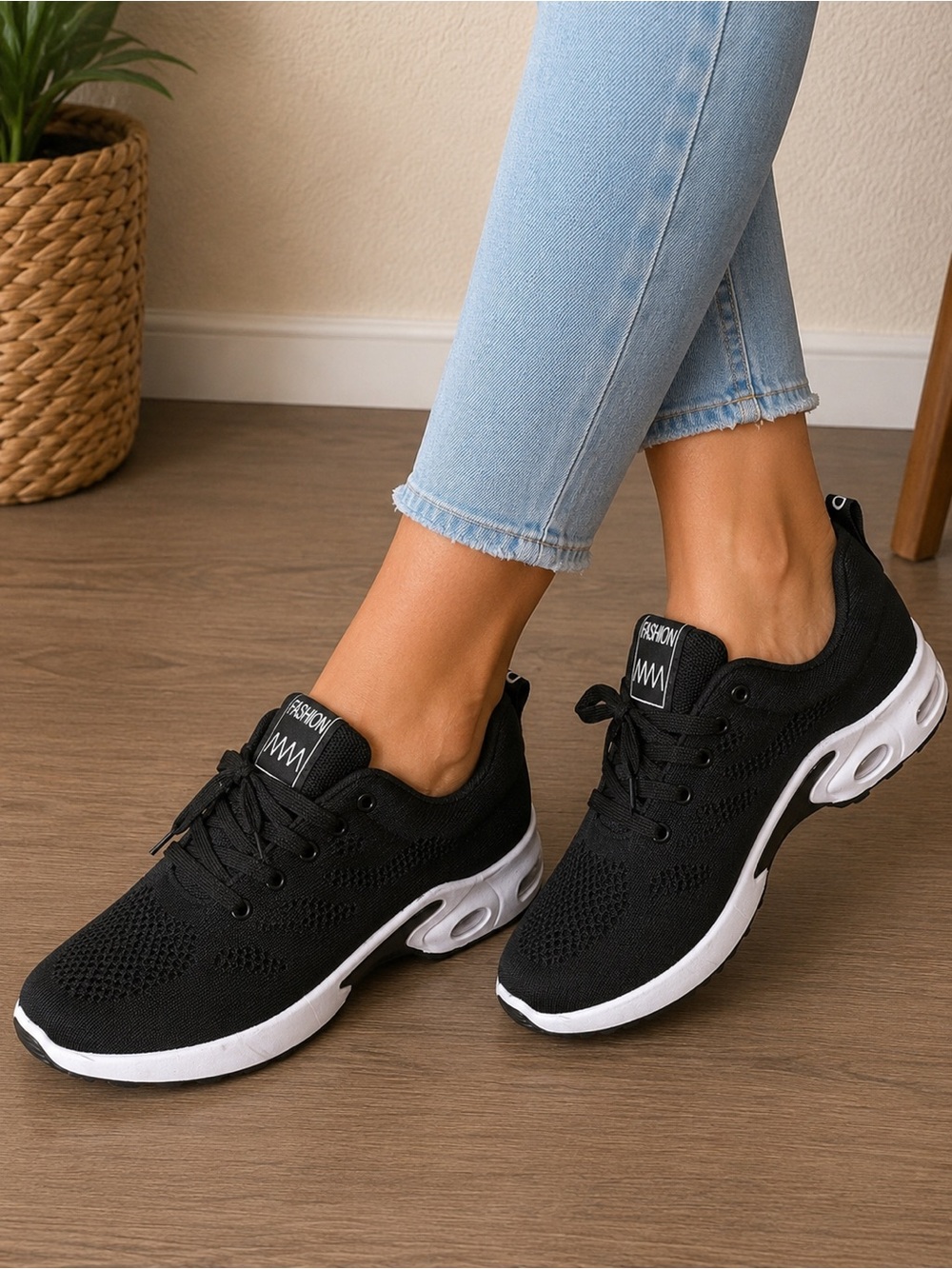 Black Knit Athletic Running Walking Sneakers Size 41 NWOT